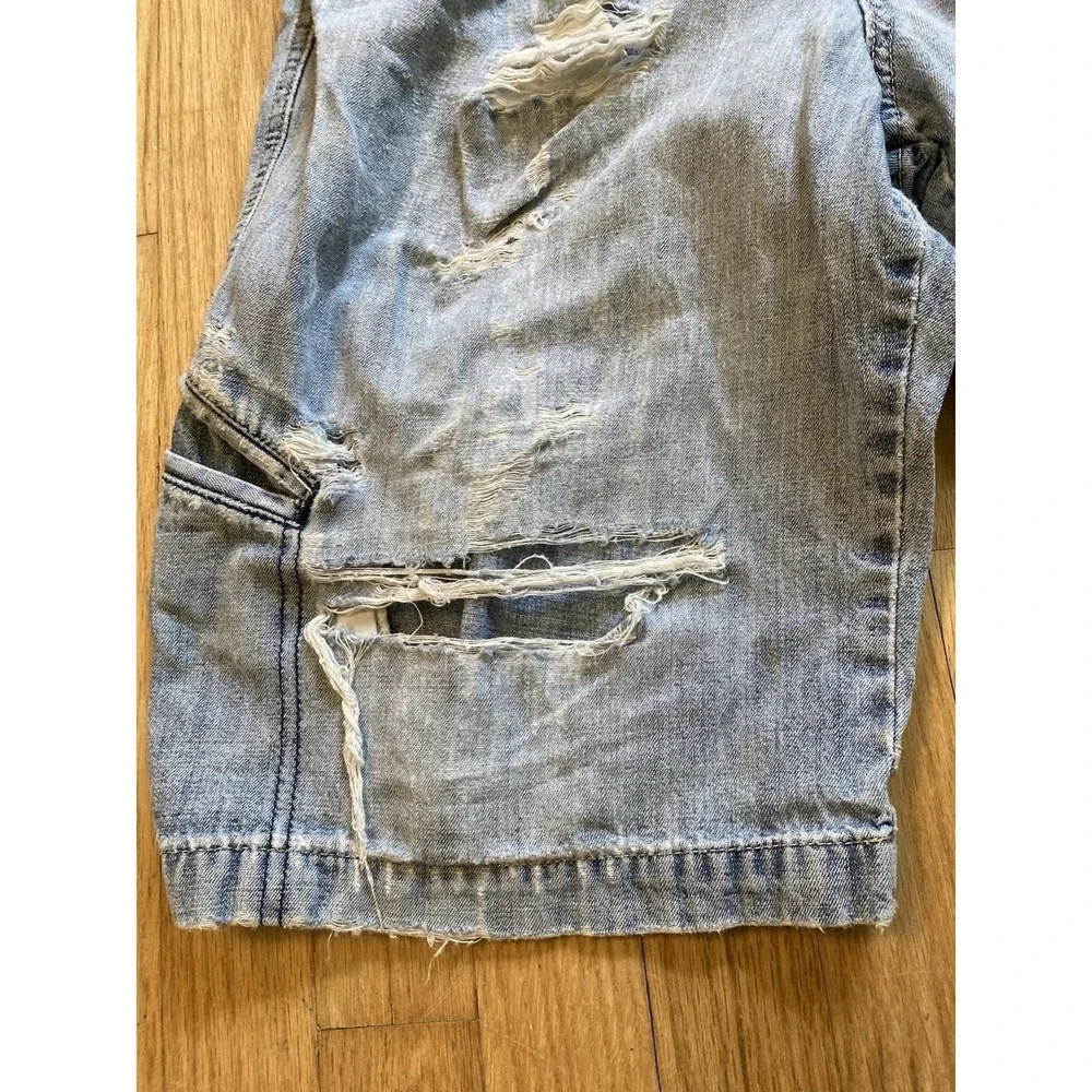 Vintage 90s Kikwear Distressed Denim Shorts Baggy Jorts Y2K Rave Skate RN 87490